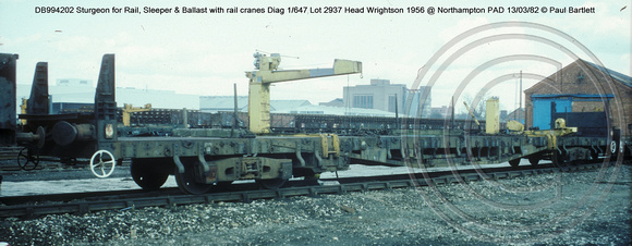 DB994202 Sturgeon rail cranes @ Northampton PAD 82-03-13 � Paul Bartlett w