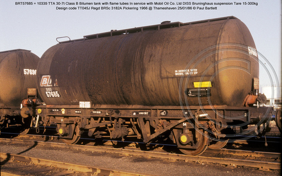 BRT57685 = 10335 Mobil Class B Bitumen tank @ Thameshaven 86-01-25 � Paul Bartlett w