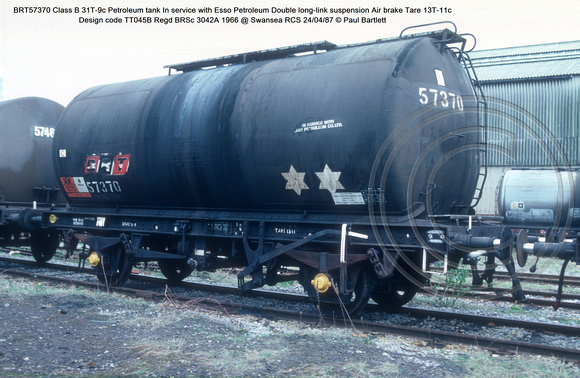 BRT57370 Class B Petroleum tank Esso Petroleum Air brake 1966 @ Swansea RCS 87-04-24 © Paul Bartlett w