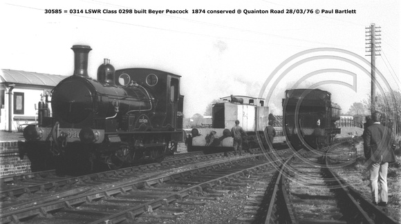 30585 = 0314 LSWR Class 0298 conserved @ Quainton Road 76-03-28 © Paul Bartlett [2w]
