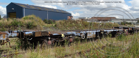 600013 FBA EWS ex British Gypsum Bogie Container Wagon @ York Klondyke Sidings 2015-08-15 © Paul Bartlett [0w]