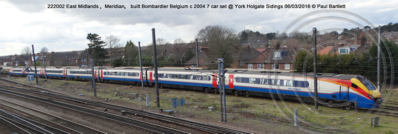 222002 East Midlands Meridian built Bombardier Belgium c 2004 7 car set @ York Holgate Sidings 2016-03-06 © Paul Bartlett [3w]