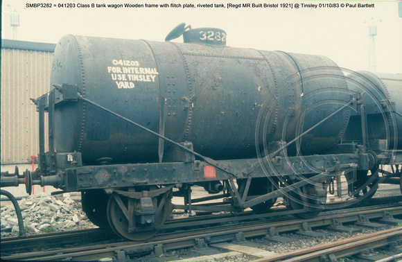 SMBP3282 = 041203 Class B tank wagon Wooden frame [1921] @ Tinsley 83-10-01 © Paul Bartlett [1w]