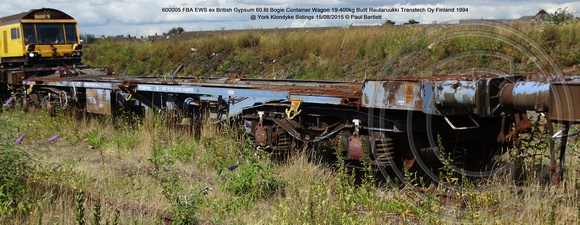 600005 FBA EWS ex British Gypsum Bogie Container Wagon @ York Klondyke Sidings 2015-08-15 © Paul Bartlett [1w]