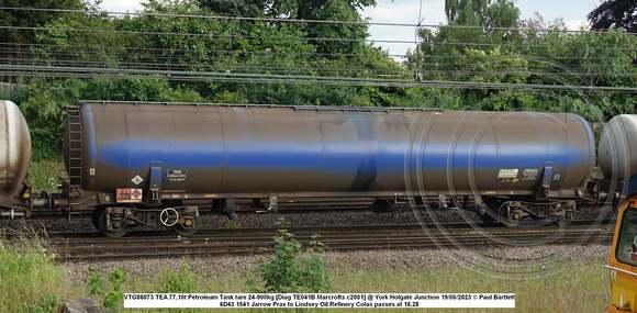 VTG88073 TEA 77.10t Petroleum Tank tare 24-900kg [Diag TE041B Marcrofts c2001] @ York Holgate Junction 2023-06-19 © Paul Bartlett w