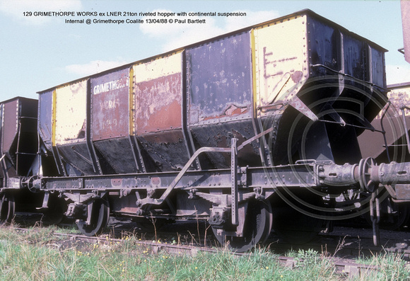 129 LNER 21ton continental suspension Internal @ Grimethorpe Coalite 88-04-13 � Paul Bartlett w