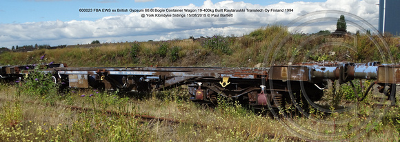 600023 FBA EWS ex British Gypsum Bogie Container Wagon @ York Klondyke Sidings 2015-08-15 © Paul Bartlett [0w]
