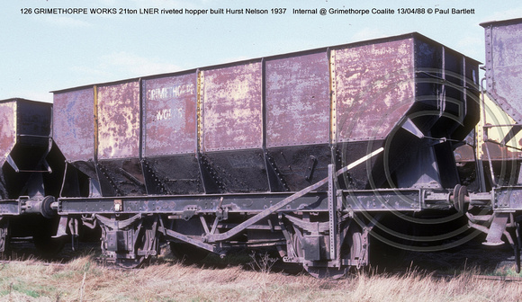 126 21ton LNER riveted Internal @ Grimethorpe Coalite 88-04-13 � Paul Bartlett w