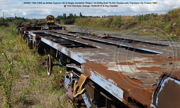 600001 FBA EWS ex British Gypsum Bogie Container Wagon @ York Klondyke Sidings 2015-08-15 © Paul Bartlett [2w]