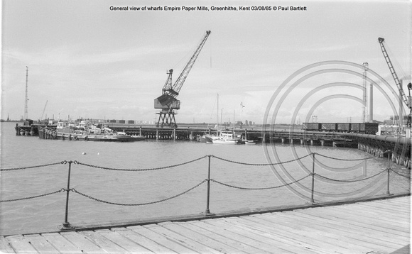 General view of wharfs Empire Paper Mills, Greenhithe, Kent 85-08-03 © Paul Bartlett w