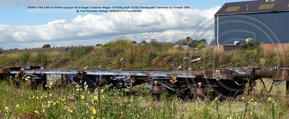 600001 FBA EWS ex British Gypsum Bogie Container Wagon @ York Klondyke Sidings 2015-08-15 © Paul Bartlett [1w]