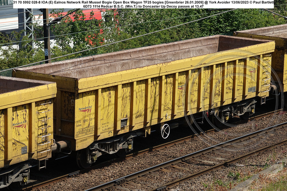 31 70 5992 028-8 IOA (E) Ealnos Network Rail Mussel Bogie Open Box Wagon TF25 bogies [Greenbrier 26.01.2009] @ York Avoider 2023-06-13 © Paul Bartlett w
