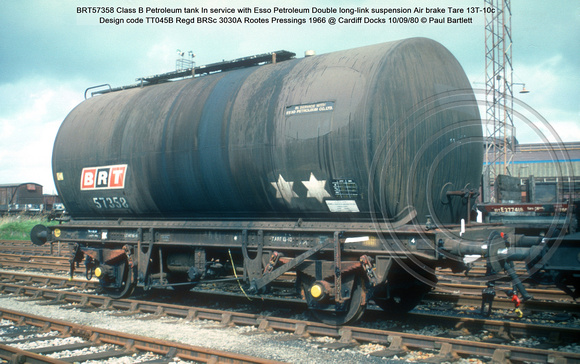 BRT57358 Class B Petroleum tank Esso Petroleum Air brake 1966 @ Cardiff Docks 80-09-10 © Paul Bartlett w