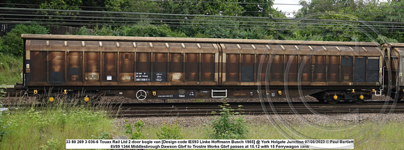 33 80 269 3 036-6 Touax Rail Ltd 2 door bogie van [Design code IE593 Linke Hoffmann Busch 1985] @ York Holgate Junction 2023-06-07 © Paul Bartlett [2w]