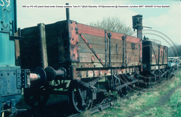 660 ex PO 4-5 plank fixed ends conserved @ Swanwick Junction MRT 87-04-16 © Paul Bartlett w