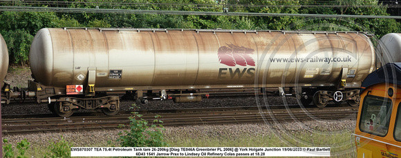 EWS870307 TEA 75.4t Petroleum Tank tare 26-200kg [Diag TE046A Greenbrier PL 2006] @ York Holgate Junction 2023-06-19 © Paul Bartlett w
