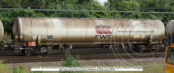 EWS870267 TEA 75.4t Petroleum Tank tare 26-200kg [Diag TE046A Greenbrier PL 2006] @ York Holgate Junction 2023-06-19 © Paul Bartlett w