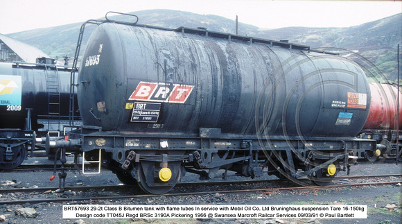 BRT57693 Mobil Class B Bitumen tank @ Swansea Marcroft Railcar Services 91-03-09 � Paul Bartlett w