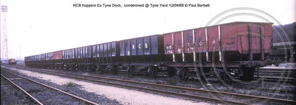 Ex Tyne Dock, NCB hoppers condemned @ Tyne Yard 88-04-12 � Paul Bartlett w