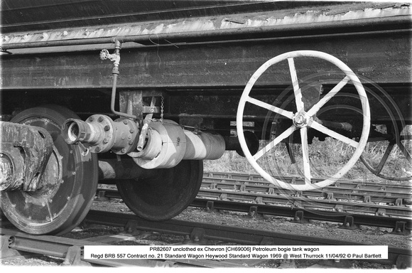 PR82607 unclothed ex Chevron Petroleum bogie tank wagon  @ West Thurrock 92-04-11 � Paul Bartlett [8w]