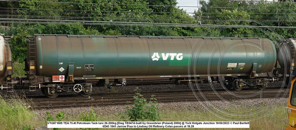 VTG871005 TEA 75.4t Petroleum Tank tare 26-200kg [Diag TE047A built by Greenbrier (Poland) 2006] @ York Holgate Junction 2023-06-19 © Paul Bartlett w