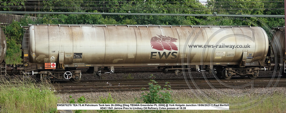 EWS870278 TEA 75.4t Petroleum Tank tare 26-200kg [Diag TE046A Greenbrier PL 2006] @ York Holgate Junction 2023-06-19 © Paul Bartlett w