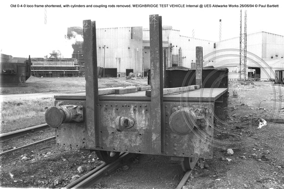 Old 0-4-0 loco frame Internal @ UES Aldwarke Works 94-06-24 � Paul Bartlett [2w]