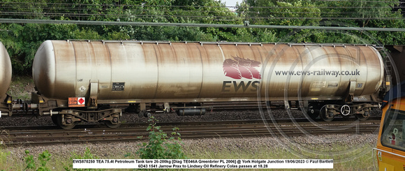 EWS870250 TEA 75.4t Petroleum Tank tare 26-200kg [Diag TE046A Greenbrier PL 2006] @ York Holgate Junction 2023-06-19 © Paul Bartlett w