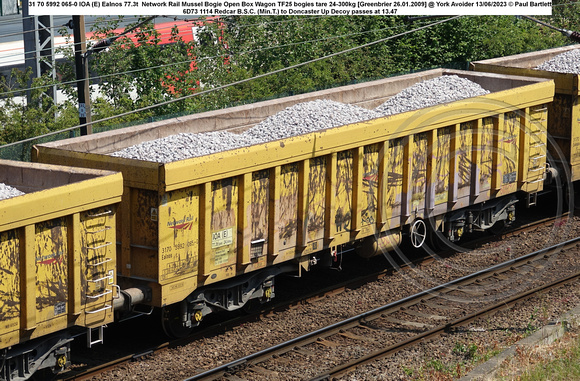 31 70 5992 065-0 IOA (E) Ealnos 77.3t  Network Rail Mussel Bogie Open Box Wagon TF25 bogies tare 24-300kg [Greenbrier 26.01.2009] @ York Avoider 2023-06-13 © Paul Bartlett w