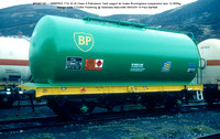 BPO67161 = SMBP622 TTA 32.4t Class A Petroleum Tank wagon air brake Design code TT026X Pickering @ Swansea Marcrofts 91-03-09 © Paul Bartlett [1w]