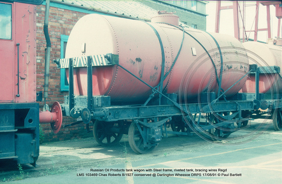 Russian Oil Products tank wagon Regd LMS 103469 conserved @ Darlington Whessoe DRPS 91-08-17 © Paul Bartlett [2w]