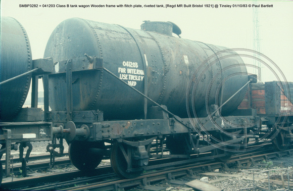 SMBP3282 = 041203 Class B tank wagon Wooden frame [1921] @ Tinsley 83-10-01 © Paul Bartlett [2w]