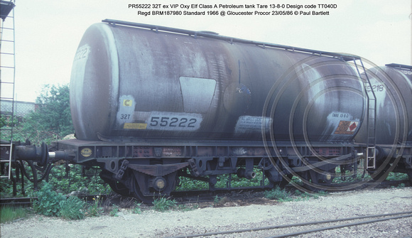 PR55222 Petroleum ex Elf VIP Class A tank @ Gloucester Procor 86-05-23 � Paul Bartlett w