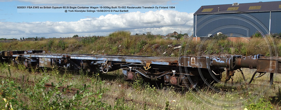 600001 FBA EWS ex British Gypsum Bogie Container Wagon @ York Klondyke Sidings 2015-08-15 © Paul Bartlett [3w]