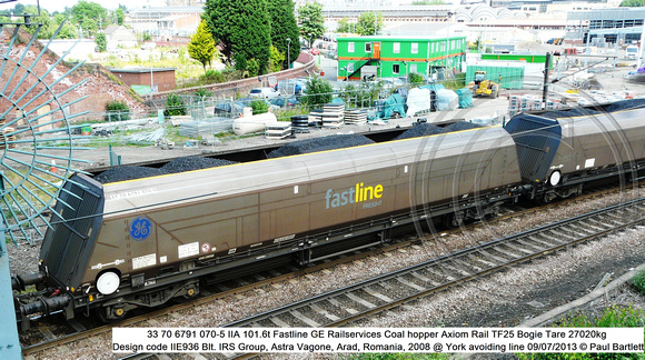 33 70 6791 070-5 IIA Fastline GE Railservices Coal hopper @ York 2013-07-09 © Paul Bartlett [1w]