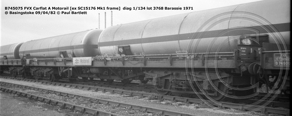 B745075 FVX Carflat A Motorail @ Basingstoke 82-04-09 © Paul Bartlett w