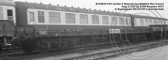 B745076 FVX Carflat A Motorail @ Basingstoke 82-04-09 © Paul Bartlett w
