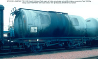 BPO67260 = SMBP842 TTB 31.50t Class A Petroleum Tank wagon air brake vacuum pipe removed Design code TT088P BRW 504 Powell Duffryn 1967 @ Mossend 84-05-28 © Paul Bartlett w