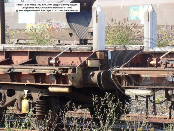 NR97112 ex JARV97112 KRA Sleeper Carrying Wagon @ York Holgate Network Rail Depot 2014-07-27 � Paul Bartlett [6w]
