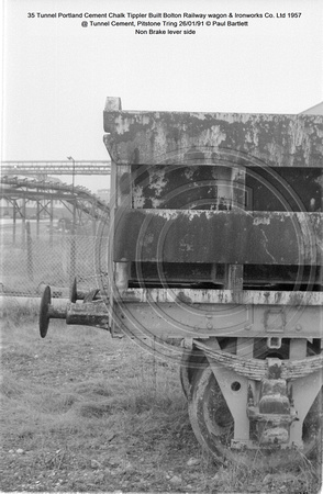 35 Tunnel Portland Cement Chalk Tippler Built Bolton Railway wagon & Ironworks Co. Ltd 1957 @ Tunnel Cement, Pitstone Tring 91-01-26 © Paul Bartlett [06w]