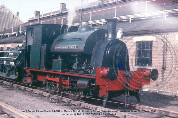 No. 1 Bonnie Prince Charlie 0-4-0ST ex Messrs. Corrall Ltd Robert Stephenson and Hawthorns Works No. 7544 1949 conserved @ Didcot GWS 74-09-21 © Paul Bartlett w
