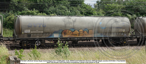 VTG12431 JPA 82.2t Tarmac Bogie Cement Wagon,Tare 19.400kg [Des. Code JP003A built Feldbinder Germany 2007] @ Holgate Junction 2023-07-01 © Paul Bartlett w