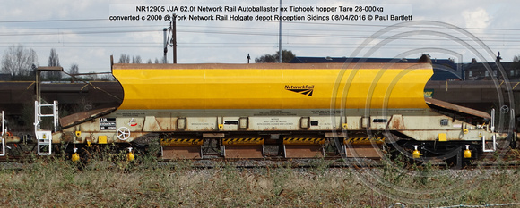 NR12905 JJA Network Rail Autoballaster ex Tiphook hopper converted c 2000 @ York Network Rail Holgate depot Reception Sidings 2016-04-08 © Paul Bartlett [01w]