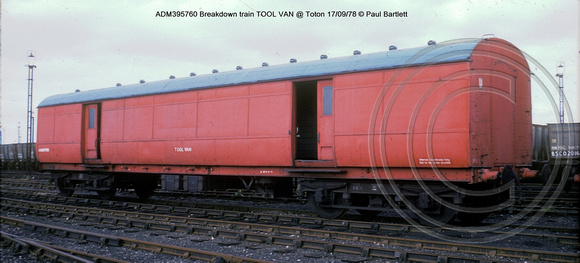 ADM395760 Breakdown train TOOL VAN @ Toton 78-09-17 � Paul Bartlett w