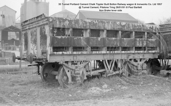 35 Tunnel Portland Cement Chalk Tippler Built Bolton Railway wagon & Ironworks Co. Ltd 1957 @ Tunnel Cement, Pitstone Tring 91-01-26 © Paul Bartlett [04w]