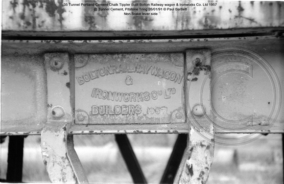 35 Tunnel Portland Cement Chalk Tippler Built Bolton Railway wagon & Ironworks Co. Ltd 1957 @ Tunnel Cement, Pitstone Tring 91-01-26 © Paul Bartlett [10w]