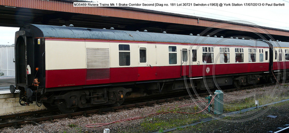 M35469 Mk 1 Brake Corridor 2nd conserved Riviera Trains @ York Station 2013-12-07 � Paul Bartlett [2w]