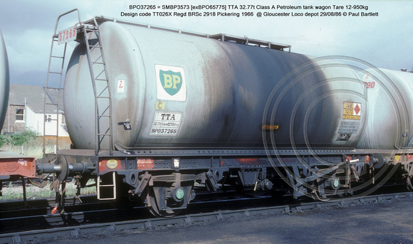 BPO37265 = SMBP3573 [exBPO65775] TTA Class A @ Gloucester Loco depot 86-08-29 � Paul Bartlett w