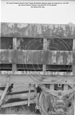 35 Tunnel Portland Cement Chalk Tippler Built Bolton Railway wagon & Ironworks Co. Ltd 1957 @ Tunnel Cement, Pitstone Tring 91-01-26 © Paul Bartlett [08w]