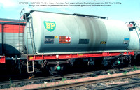 BPO67388 = SMBP1609 TTA 32.4t Class A Petroleum Tank wagon air brake Design code TT088Q Regd BRM187246 Metro Cammel 1966  @ Mossend 89-07-30 © Paul Bartlett w - Copy